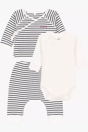 Petit Bateau Baby Cardigan, Trousers & Bodysuit Cotton 3 Piece Set