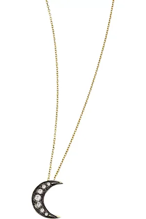 London Road 9ct Gold Portobello Starry Night Diamond Moon Pendant Necklace