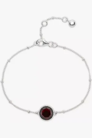 Auree Barcelona Personalised Birthstone Sterling Silver Beaded Chain Bracelet