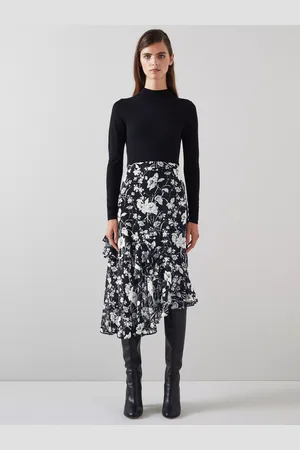 L.K. Bennett Winona Floral Asymmetric Skirt