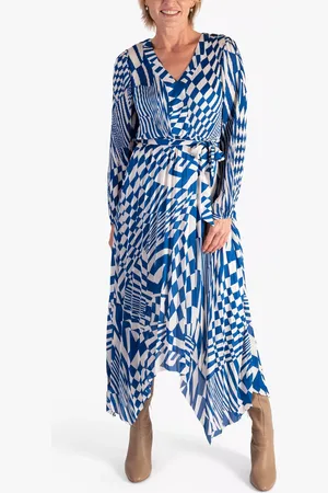 Chesca Tie Waist Geometric Swirls Dress