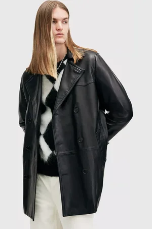AllSaints Kessler Leather Double Breasted Coat