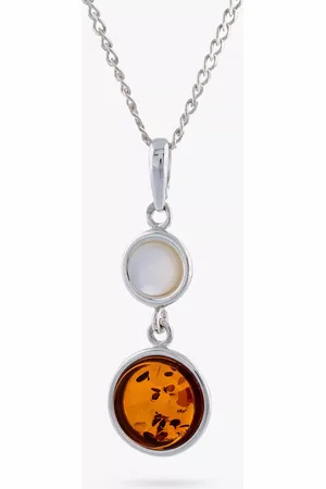 Be-Jewelled Round Amber and Pearl Pendant Necklace