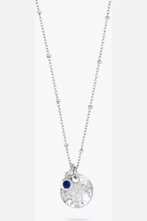 Dower & Hall Textured Round Charm and Sapphire Twinkle Pendant Necklace