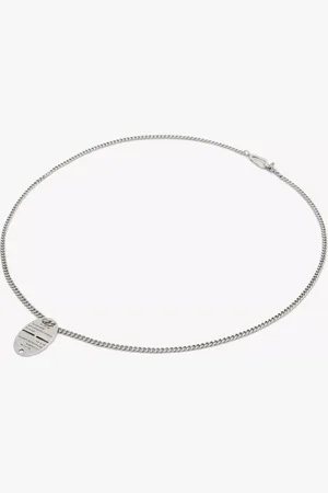 AllSaints Oval Dog Tag Pendant Curb Chain Necklace