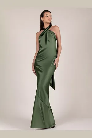 Rewritten Roma Halterneck Satin Maxi Dress