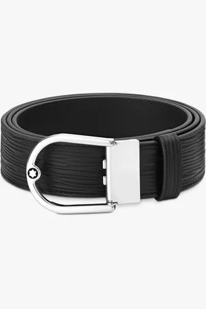 Montblanc Leather Reversible 4810 Tree Bark Print Horseshoe Buckle Belt