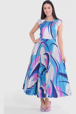 Closet Print Pleated Midi Dress