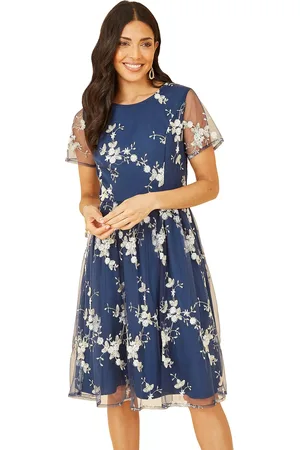 Yumi Embroidered Floral Skater Dress