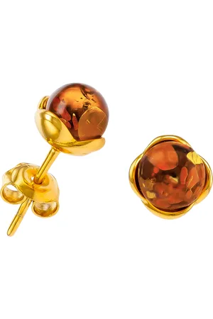 Be-Jewelled Round Amber Stud Earrings