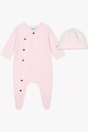HUGO BOSS BOSS Baby Velvet Monogram Jacquard Sleepsuit & Hat Set