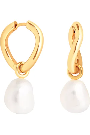 Astrid & Miyu Serenity Pearl Charm Hoop Earrings