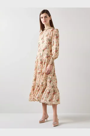 L.K. Bennett Flora Wildflower Metallic Print Dress