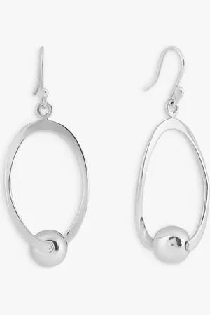 Andea Sterling Oval and Ball Drop Earrings