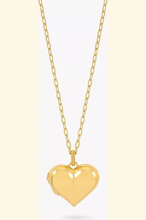 Dower & Hall Treasured Heart Locket on Millie-Grain Textured Chain