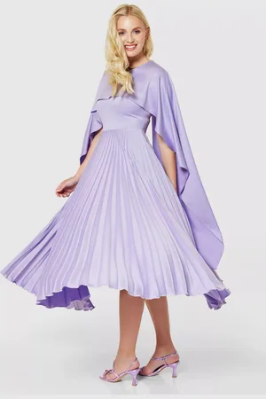 Closet Pleated Cape Midi Dress