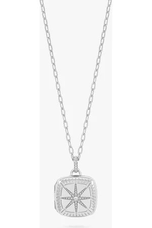 Dower & Hall White Sapphire Stellar Locket on Millie-Grain Textured Chain