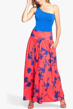 HotSquash Roll Top Floral Print Maxi Skirt