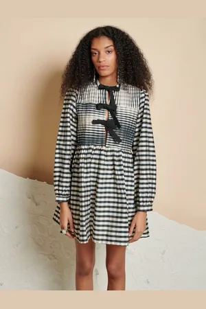 Ghospell Bobbi Bow Check Mini Dress