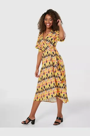 Closet Puff Sleeve Midi Dress