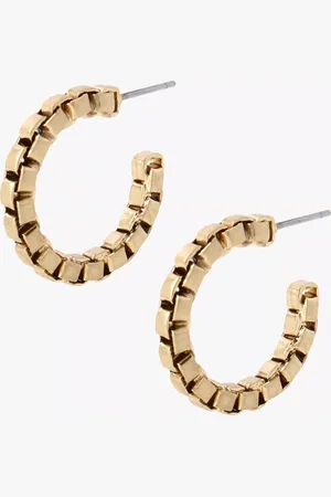AllSaints Frozen Box Chain Small Open Hoop Earrings