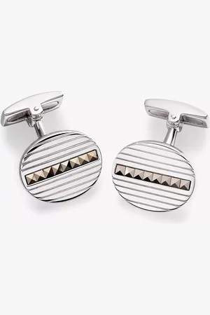Hoxton Marcasite Set Ribbed Oval Cufflinks