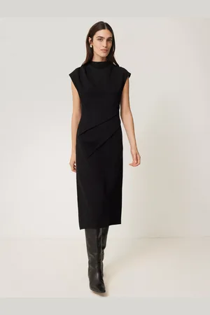 Jigsaw Cap Sleeve Structured Dart Cotton Blend Midi Dress