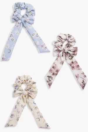 HotSquash Floral Bow Scrunchies, Pack of 3, Multi