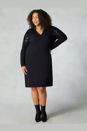 Live Unlimited London Curve Cashmere Blend Sequin Jumper Dress