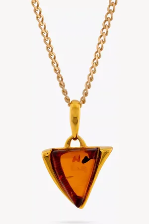 Be-Jewelled Baltic Amber Triangle Pendant Necklace
