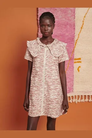 Ghospell Zoya Zebra Print Oversized Collar Mini Dress