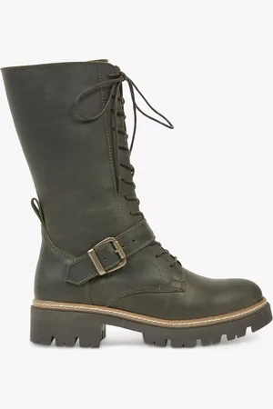 CELTIC & CO. Leather Strap Detail Mid-Calf Boots