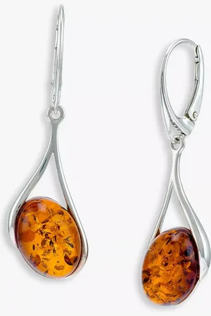 Be-Jewelled Amber Sterling Silver Drop Earrings
