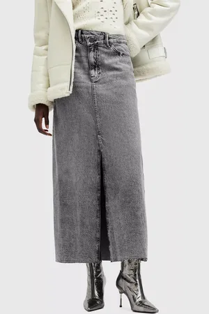 AllSaints Noir Pure Organic Cotton Denim Skirt