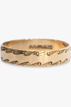 L & T Heirlooms Pre-Loved 9ct Engraved Edge Band Ring, Dated Circa 1990