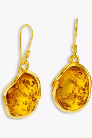 Be-Jewelled Organic Shape Amber Drop Earrings