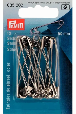 Prym Safety Pins, 50mm, Pack of 12