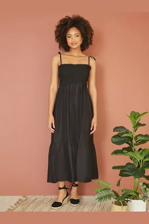 Yumi Tie Strap Sleeves Midi Sun Dress