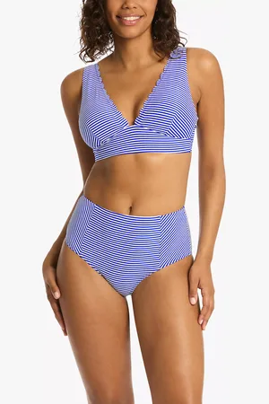 SEA LEVEL Varsity Longline Stripe Bikini Top