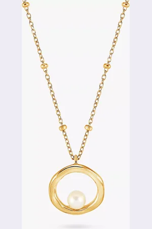 Dower & Hall Freshwater Pearl Open Circle Beaded Pendant Necklace