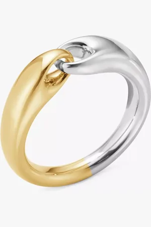 Georg Jensen Organic Links 18ct Yellow Gold & Silver Band Ring, Gold/Silver