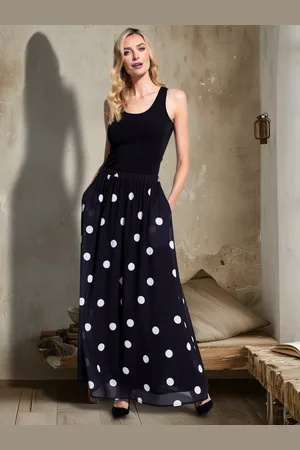 HotSquash Polka Dot Chiffon Maxi Skirt