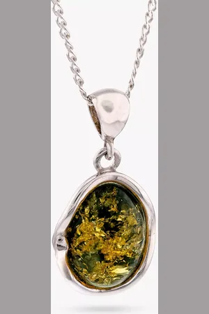 Be-Jewelled Sterling Silver Baltic Amber Oval Cut Pendant Necklace