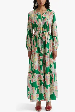 By Malina Casey Floral Print Tiered Maxi Dress