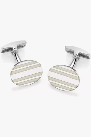 Hoxton Stripe Enamel Oval Cufflinks