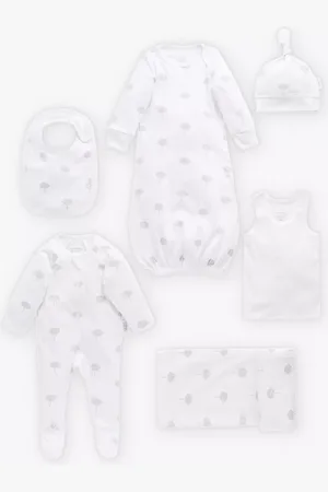 Purebaby Organic Cotton Essentials Collection Newborn Hospital Gift Set, Pack of 6