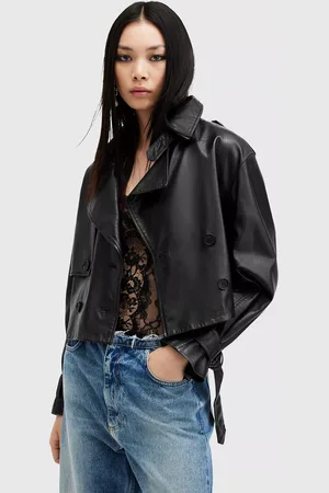 AllSaints Hendry Crop Leather Trench Jacket