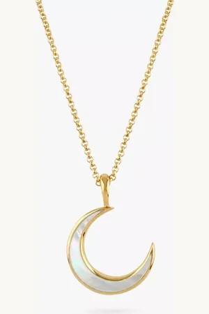 Dinny Hall Moon Charm Mother Of Pearl Pendant Necklace