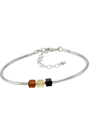 Be-Jewelled Sterling Silver Baltic Amber Triple Cube Bracelet