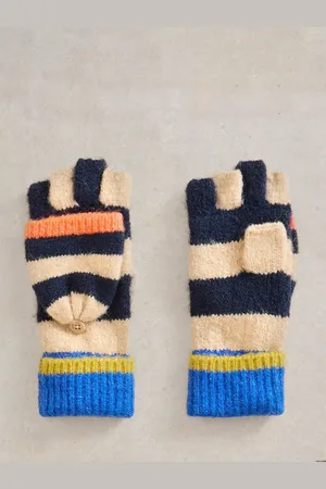 White Stuff Colour Block Stripe Flip Mittens